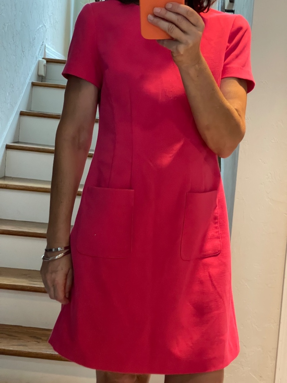 Eliza J 60s style deep bright pink stretch shift dress women 6P